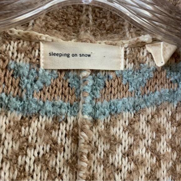 Anthropologie Sleeping On Snow Qullins Jacquard Sweater Duster Sleeveless Tan - Picture 9 of 14